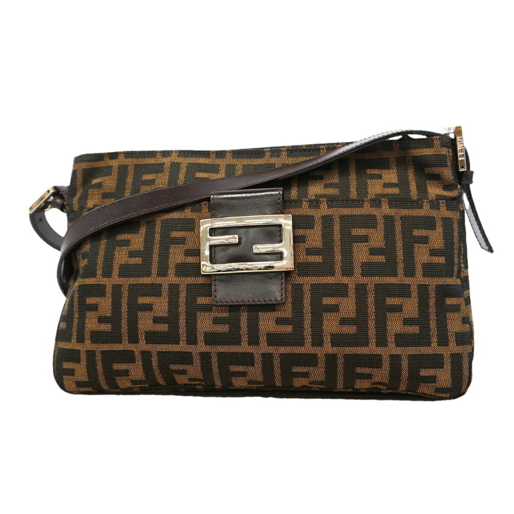 Fendi Zucca Nylon Canvas Shoulder Bag, Brown, Women's